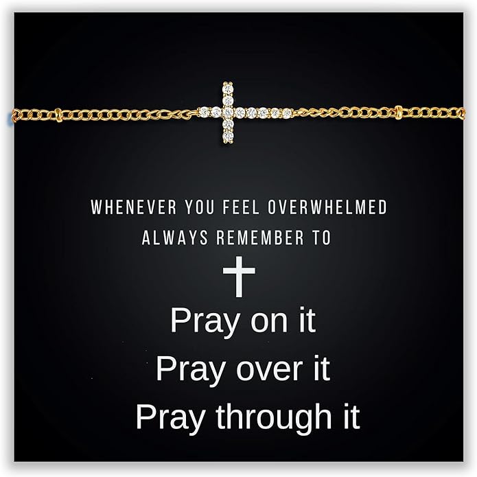 Pray On It Crystal Cross Bracelet