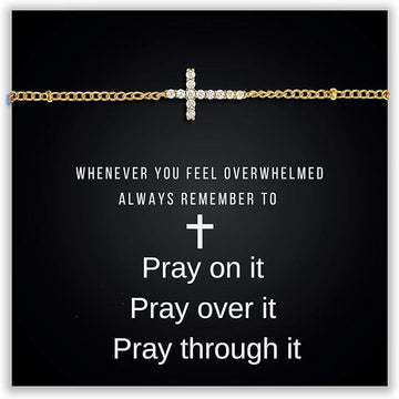 Pray On It Crystal Cross Bracelet