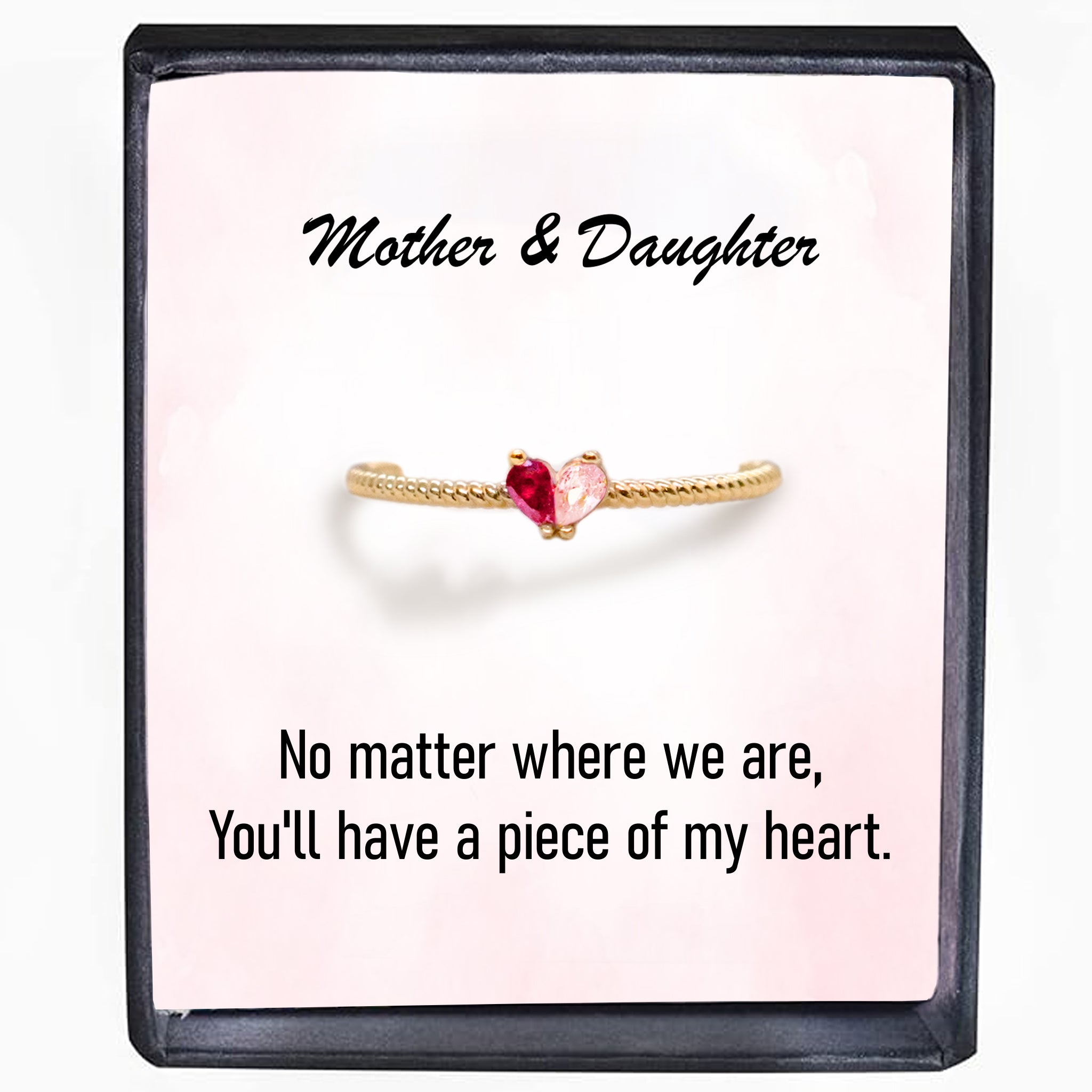 Custom Tiny Heart Birthstone Adjustable Ring-Mother's Day Gift