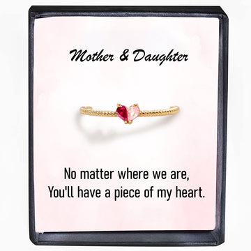 Custom Tiny Heart Birthstone Adjustable Ring-Mother's Day Gift