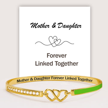 Mother and Daughter Forever Linked Heart Bangle