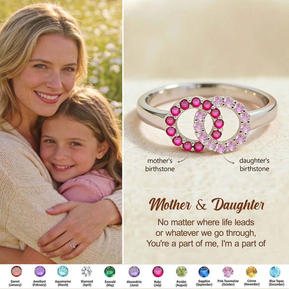 Custom Interlocking Birthstone Ring