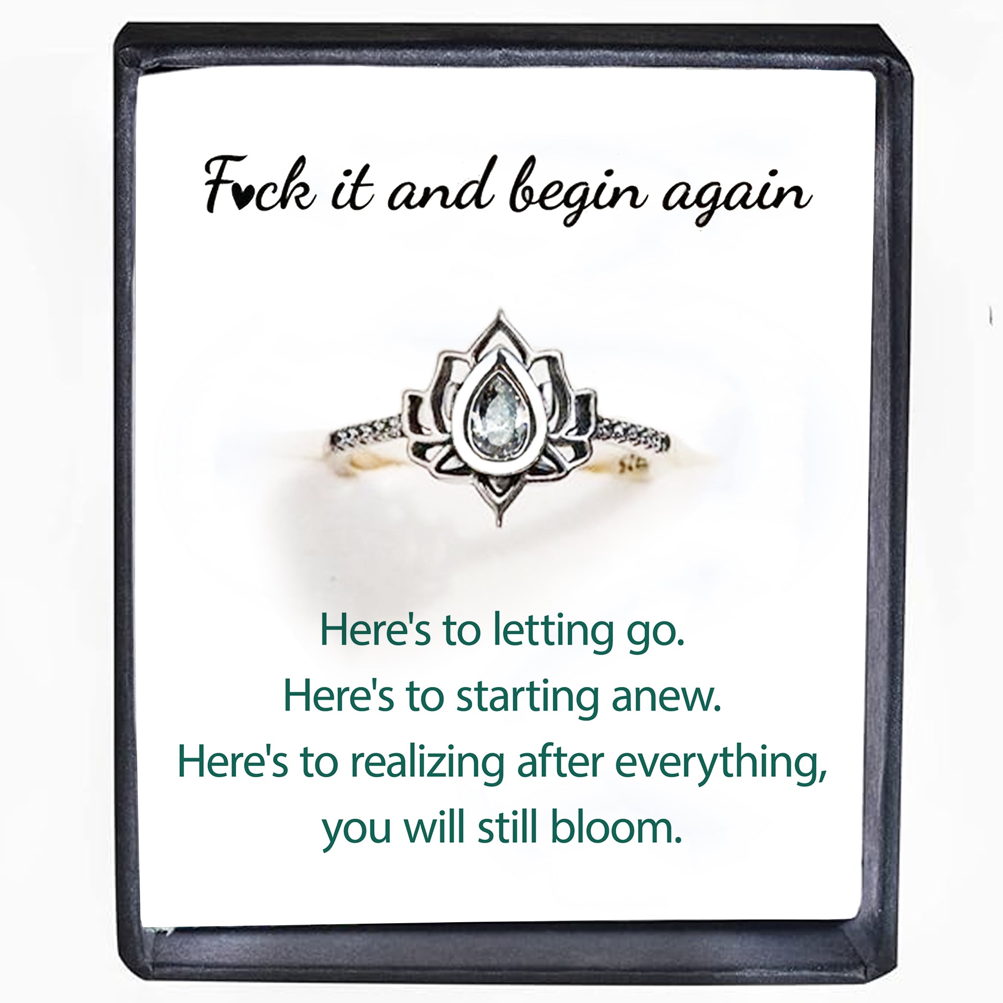 “Fuck it and begin again" Silver Lotus Ring