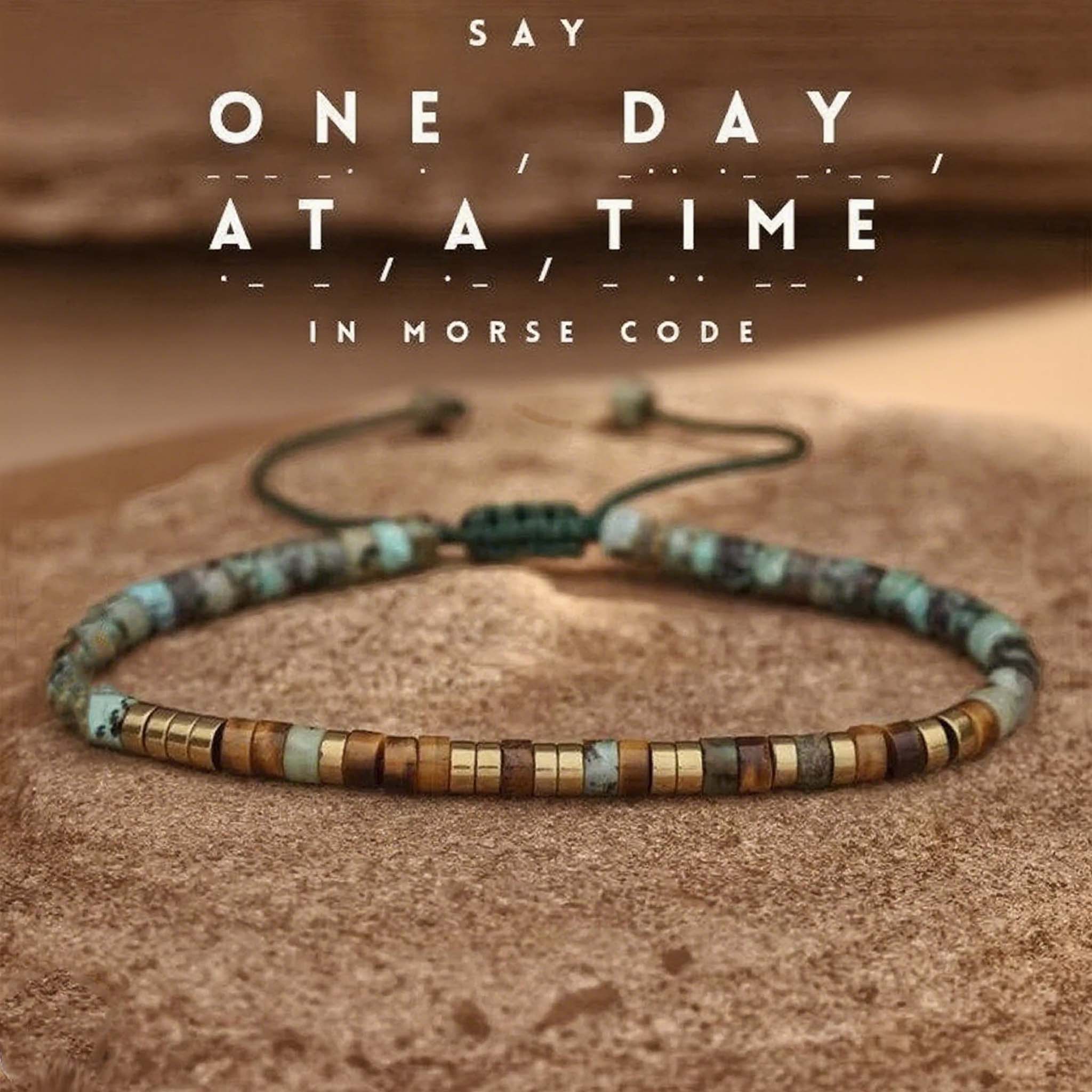 'ONE DAY AT A Time' Morse code Motivational Bracelet
