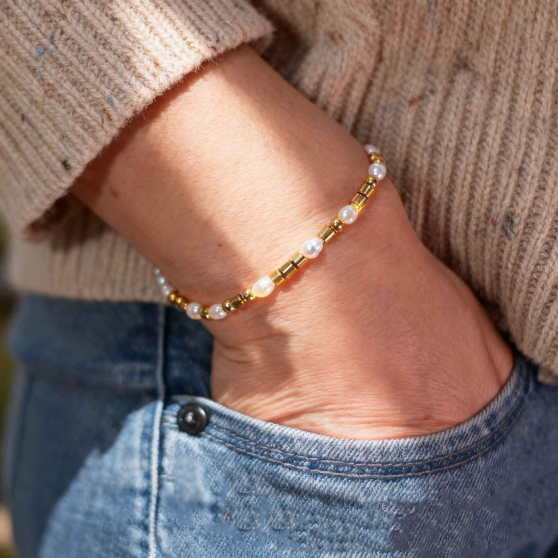 " Strong as Fuck " Pearl Morese Code Bracelet