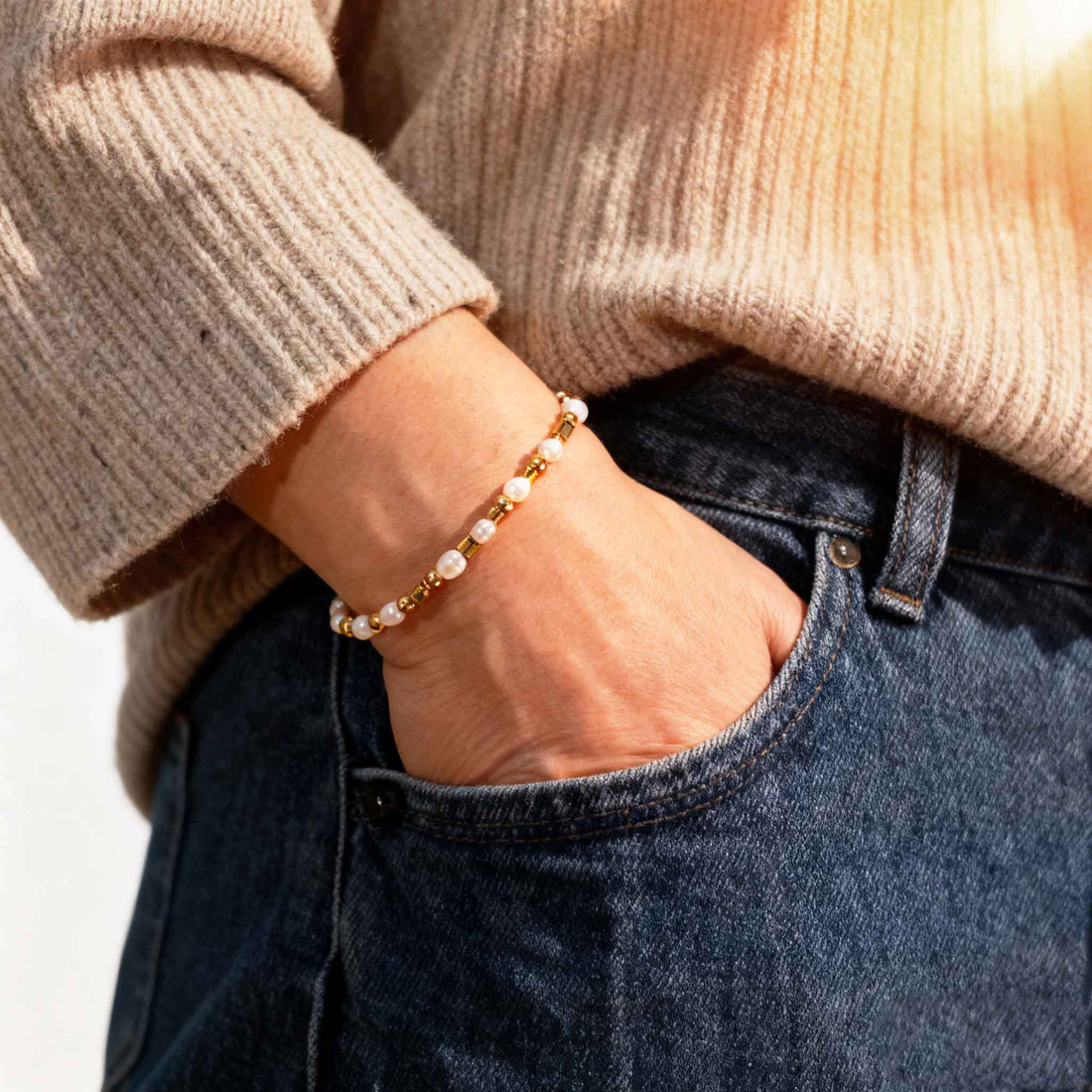 " Strong as Fuck " Pearl Morse Code Bracelet