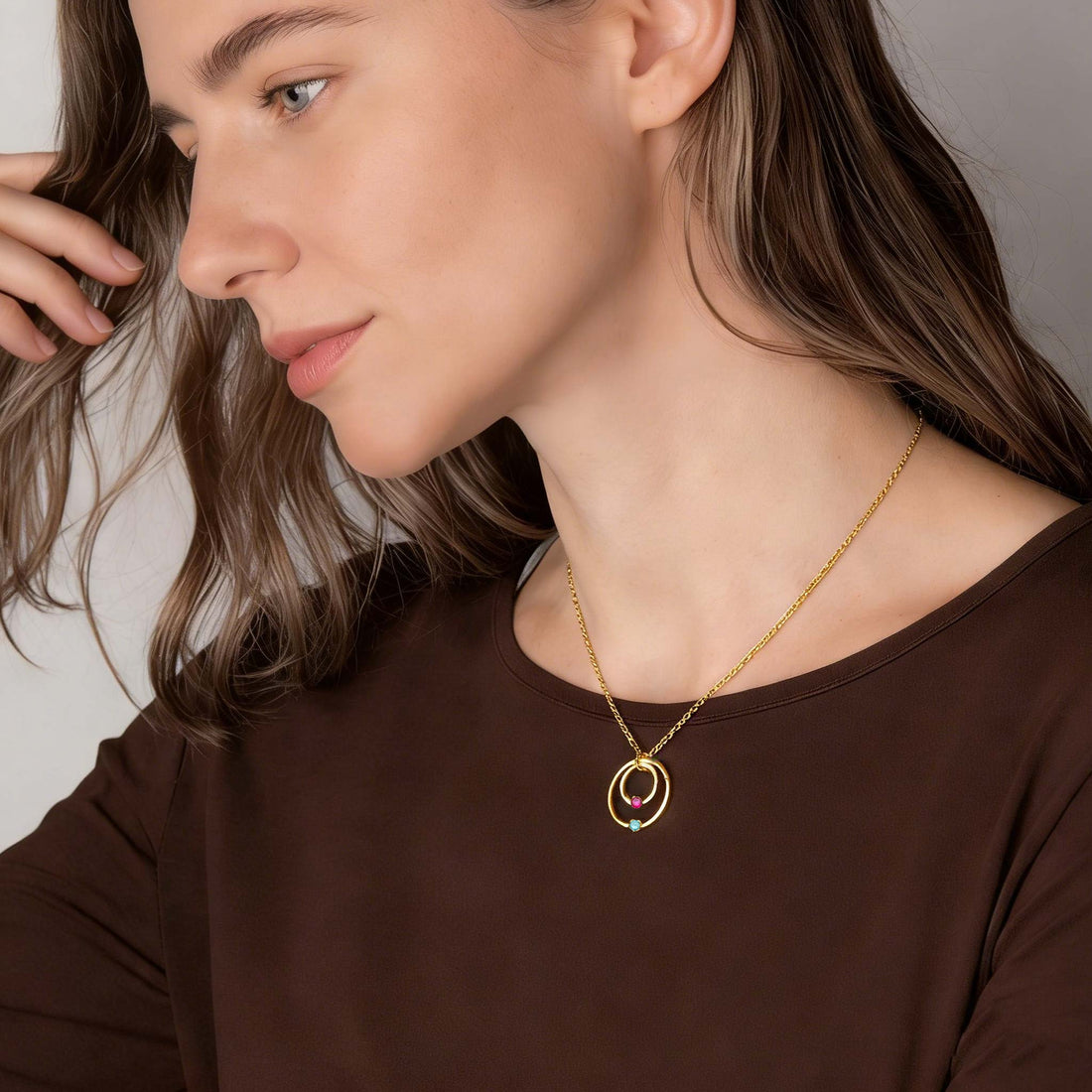 Bonded Birthstone Circle Pendant Necklace