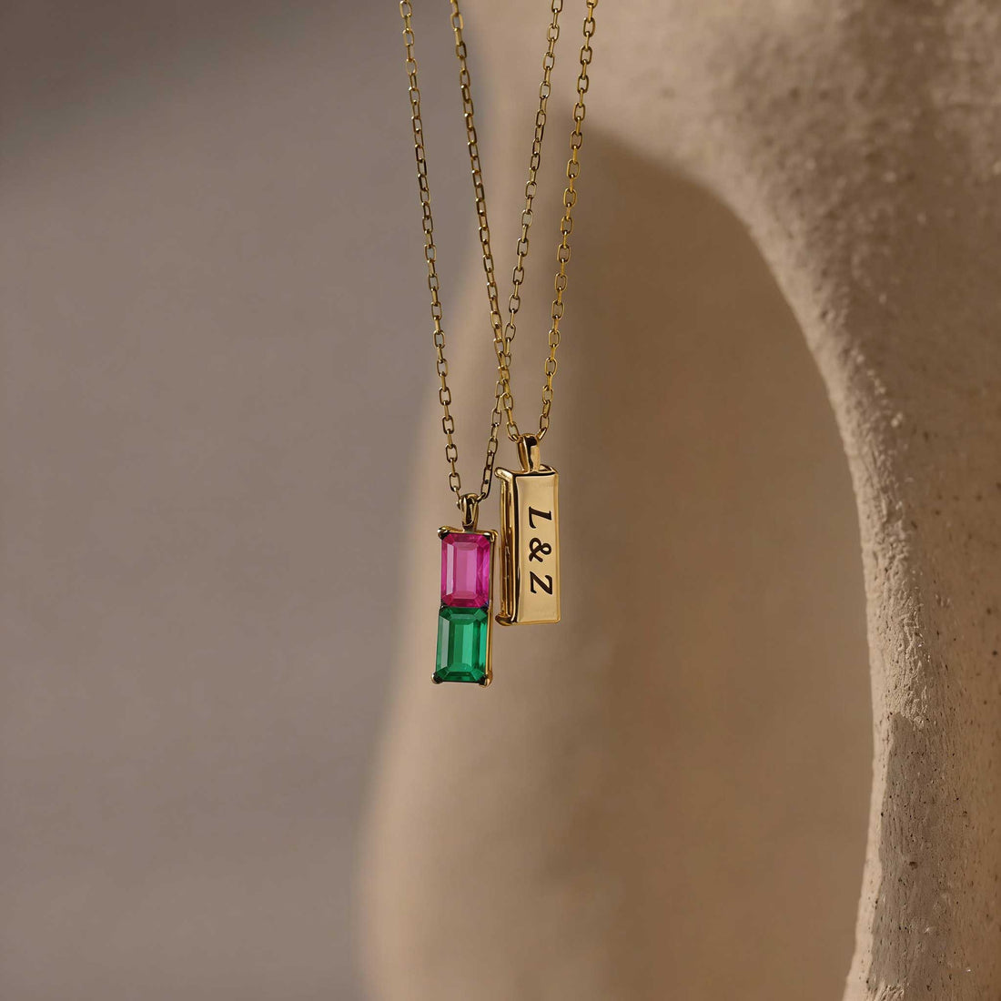 Custom Birthstone & Text Necklace