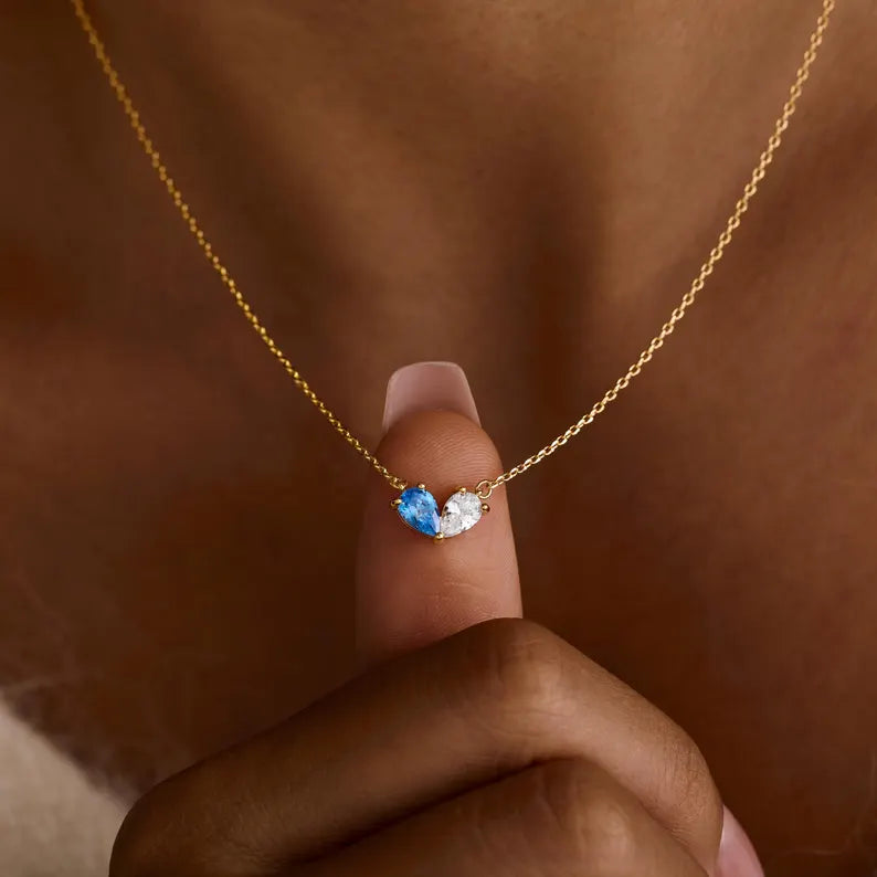 Custom Heart Birthstone Necklace