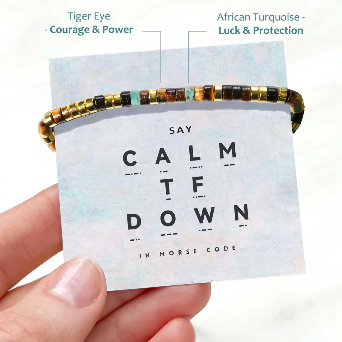 'Calm TF Down' Morse code Bracelet