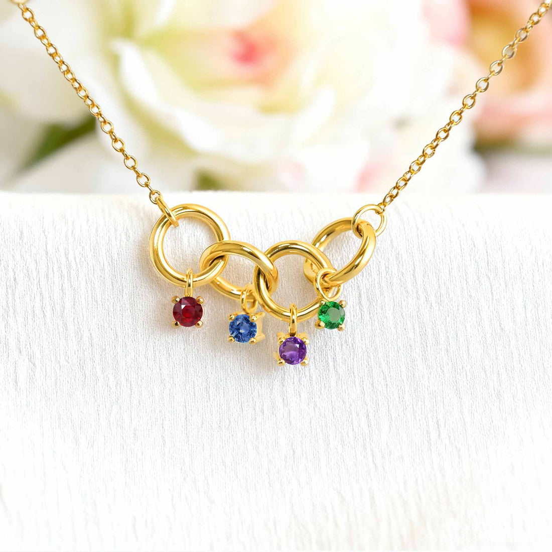 Custom Birthstone Family Circle Necklace