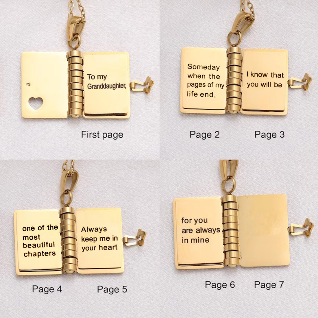 To My Granddaughter Story Book Necklace