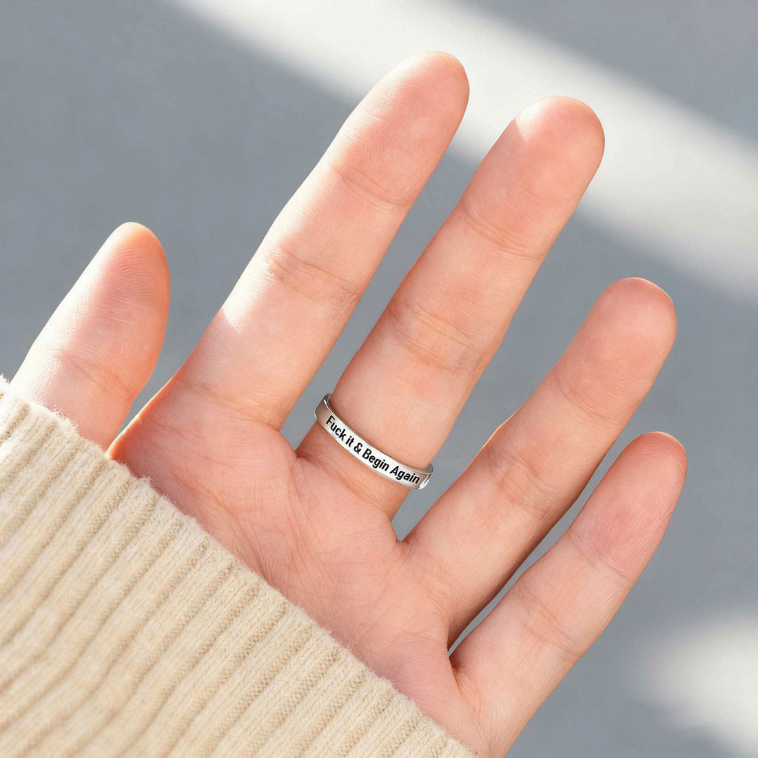 Begin Again 2026 Motivational Lotus Ring