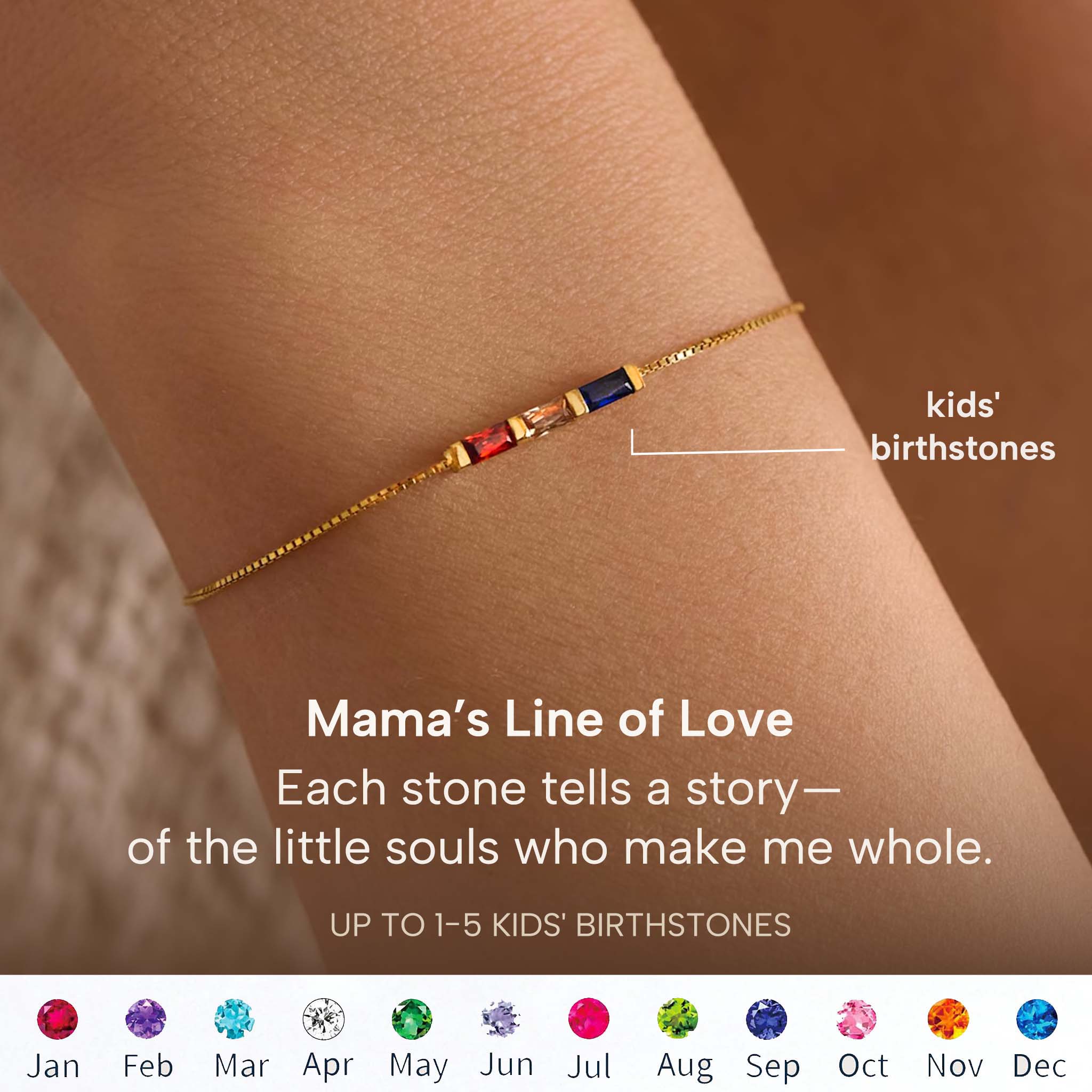Custom Birthstone Mama’s Line of Love Bracelet