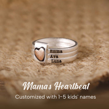 Custom Engraved Mama's Stacking Heart Ring