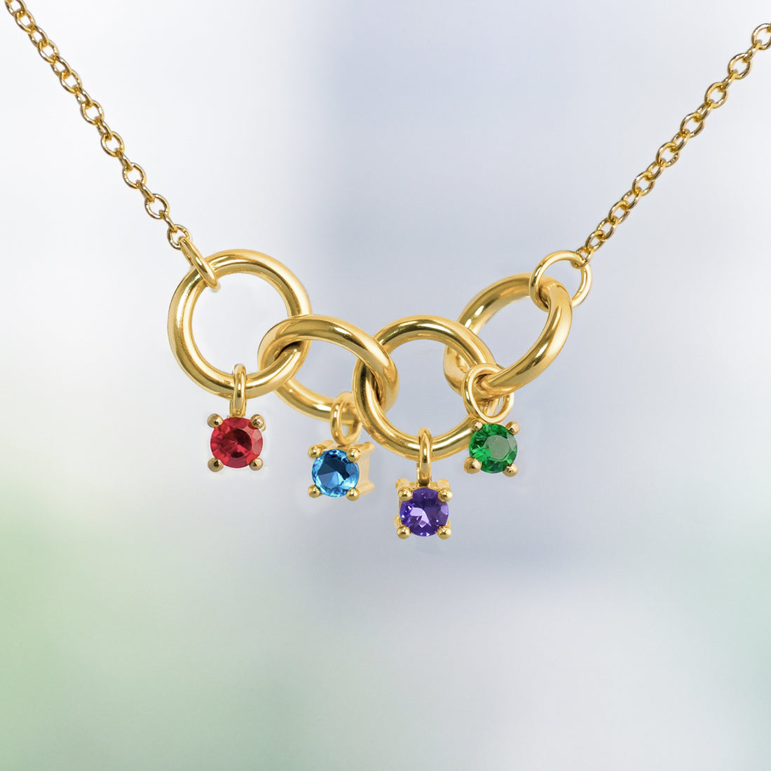 Custom Birthstone Family Circle Necklace