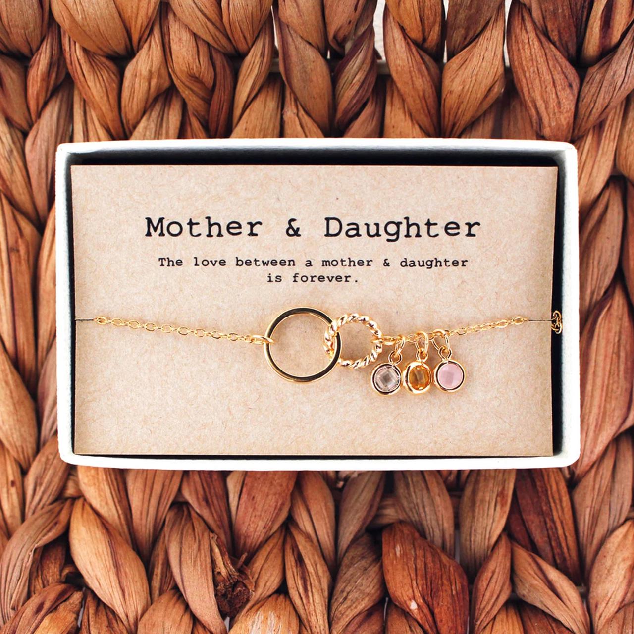 Custom Birthstone Interlocking Circle Bracelet