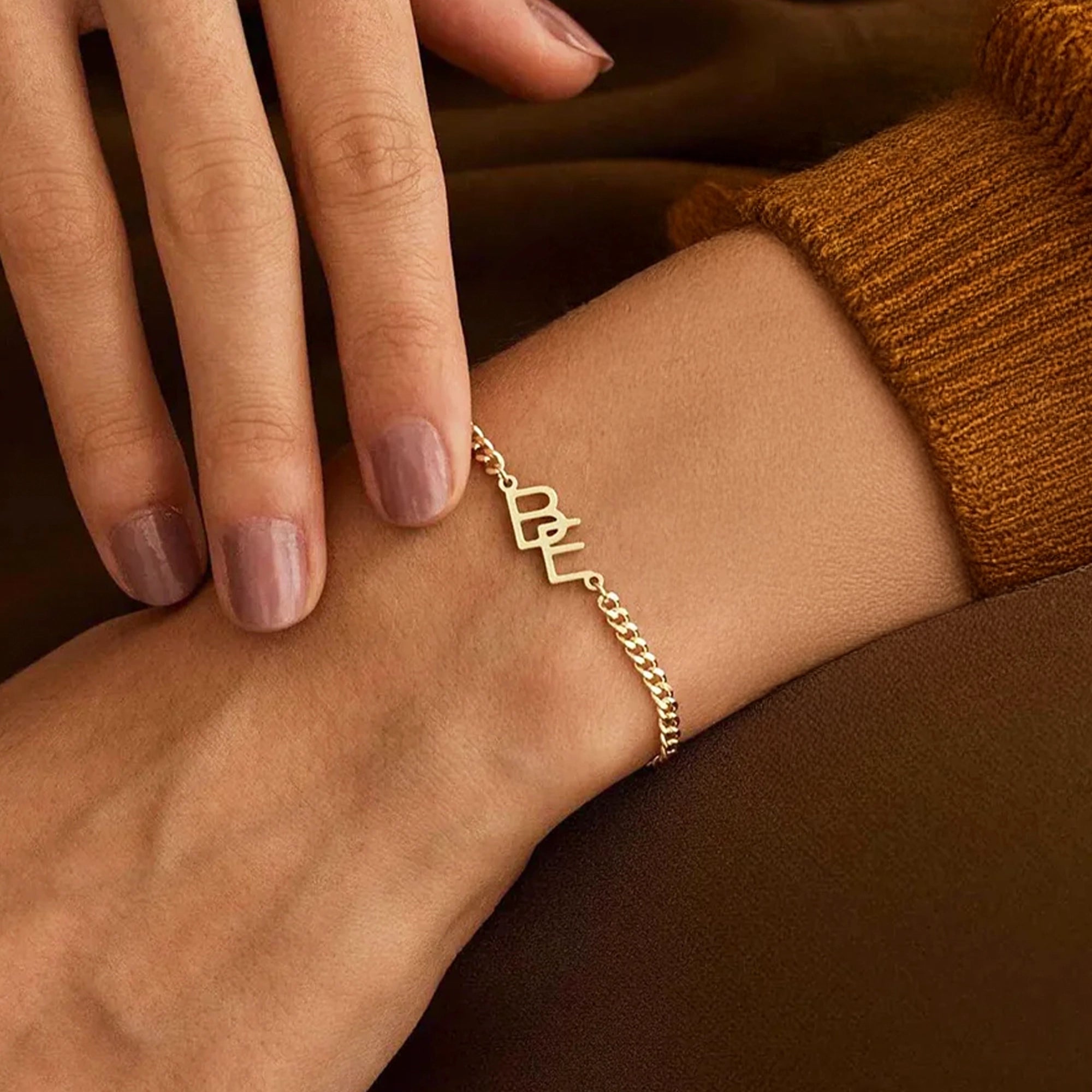 Custom Two Initial Interlocking Bracelet