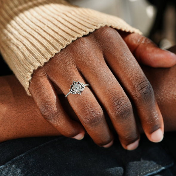 F❤ck My Trauma Silver Lotus Ring