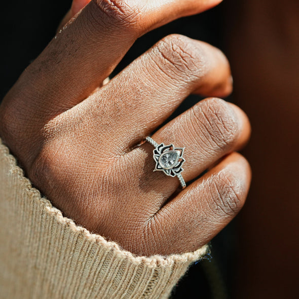 F❤ck My Trauma Silver Lotus Ring