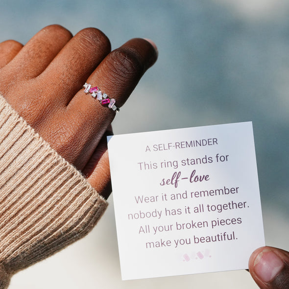 Self Love Broken Pieces Pink Band Ring