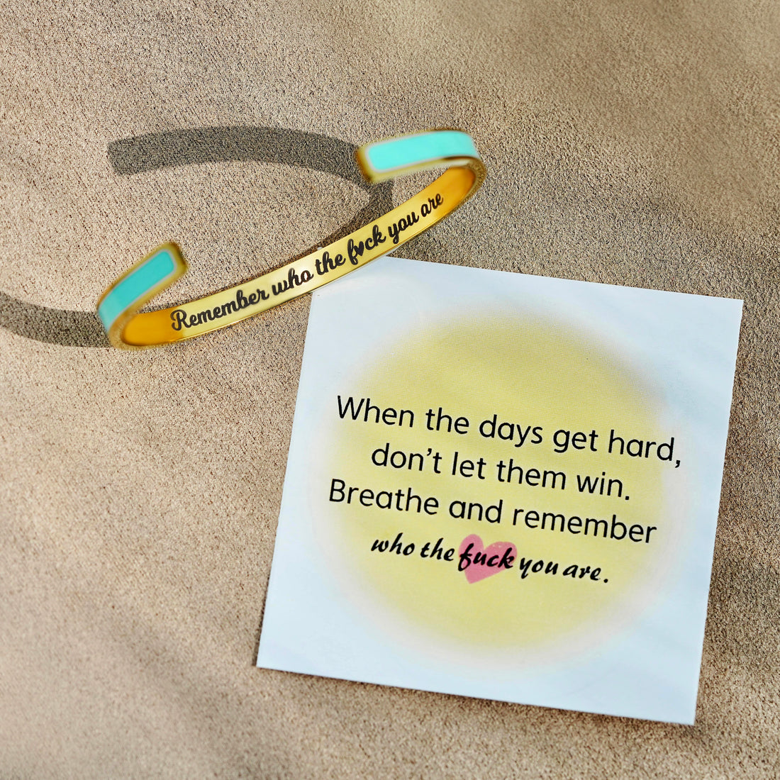 Remember Who the Fuck You're Motivational Color Cuff Bangle Bracelet
