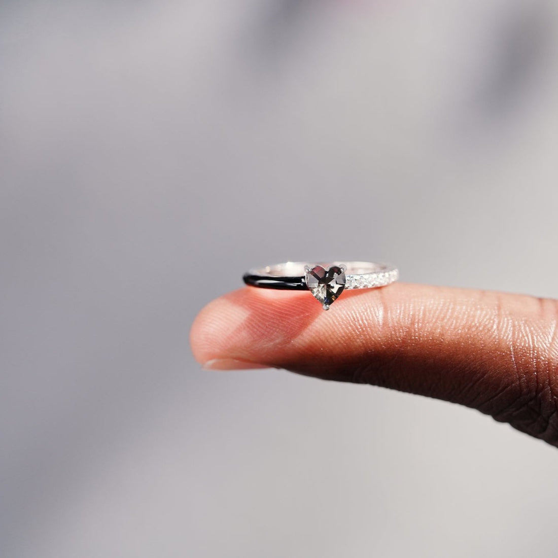 Like Mother Like Daughter Matching Black Enamel Heart Rings