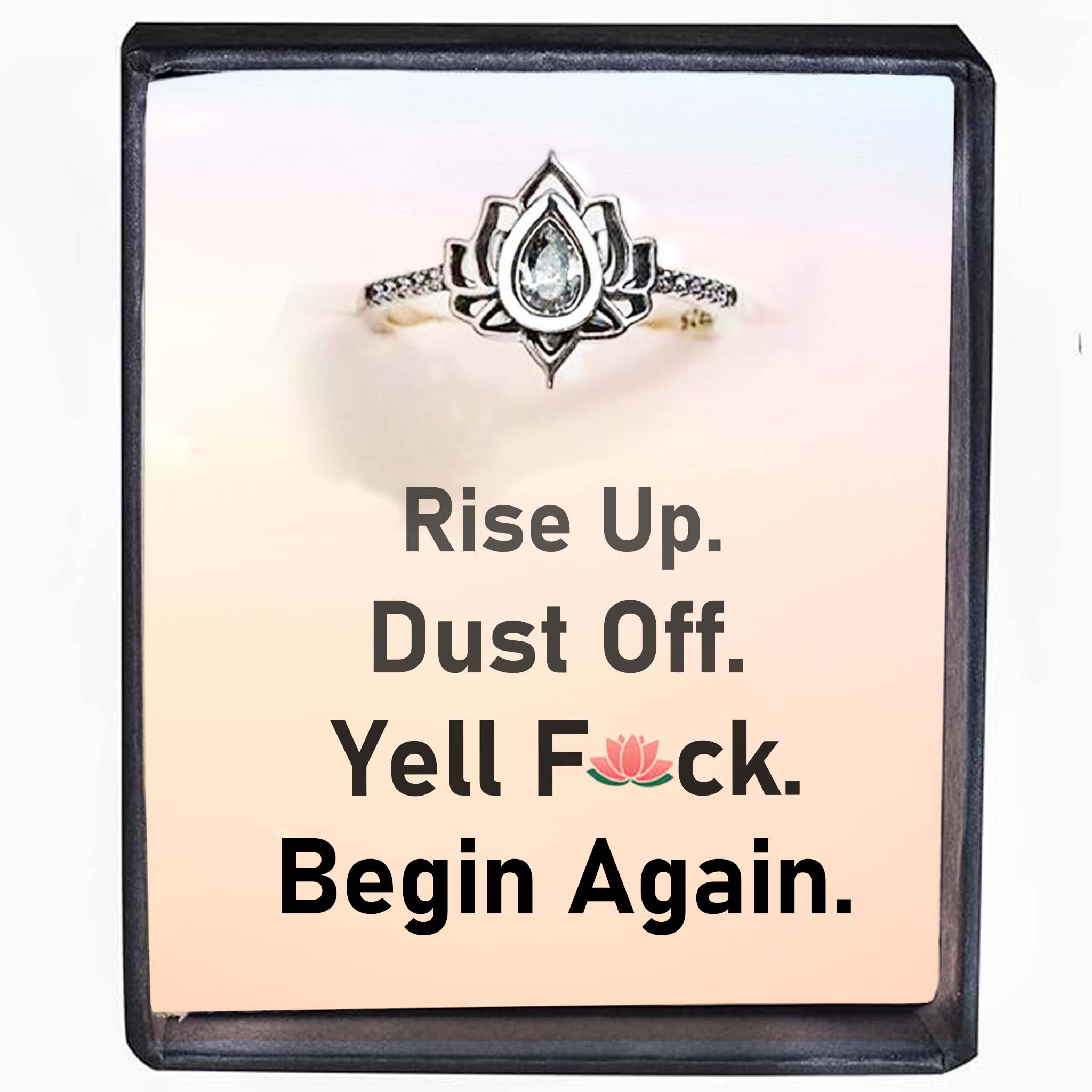 “Rise Up and Begin Again" Silver Lotus Ring