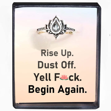 “Rise Up and Begin Again" Silver Lotus Ring
