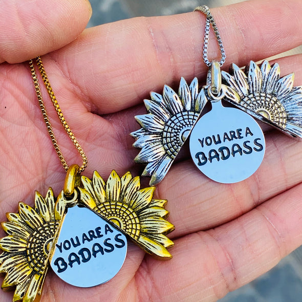 Inspirational Sunflower Necklace-YOU ARE A BADASS ❤️