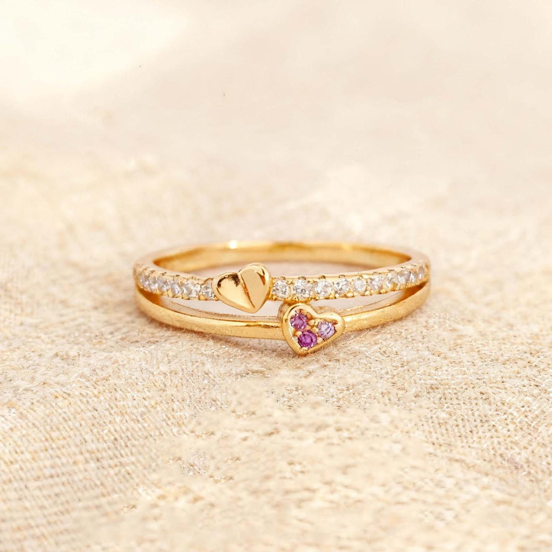 Mother & Daughter Conneted Heart Ring