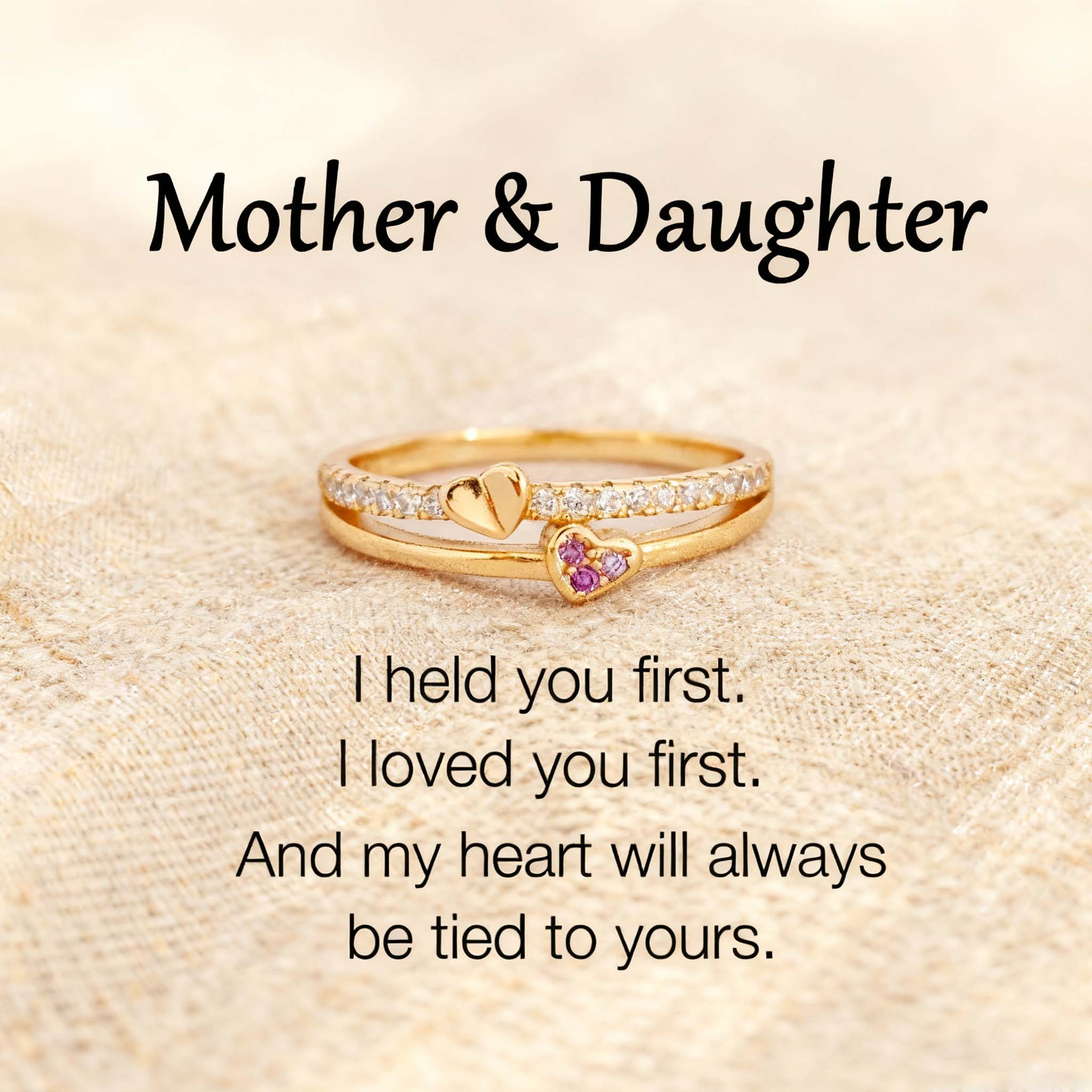 Mother & Daughter Conneted Heart Ring