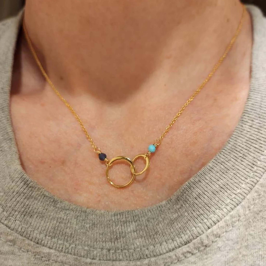 Mother & Daughter Interlocking Crystal Birthstone Necklace