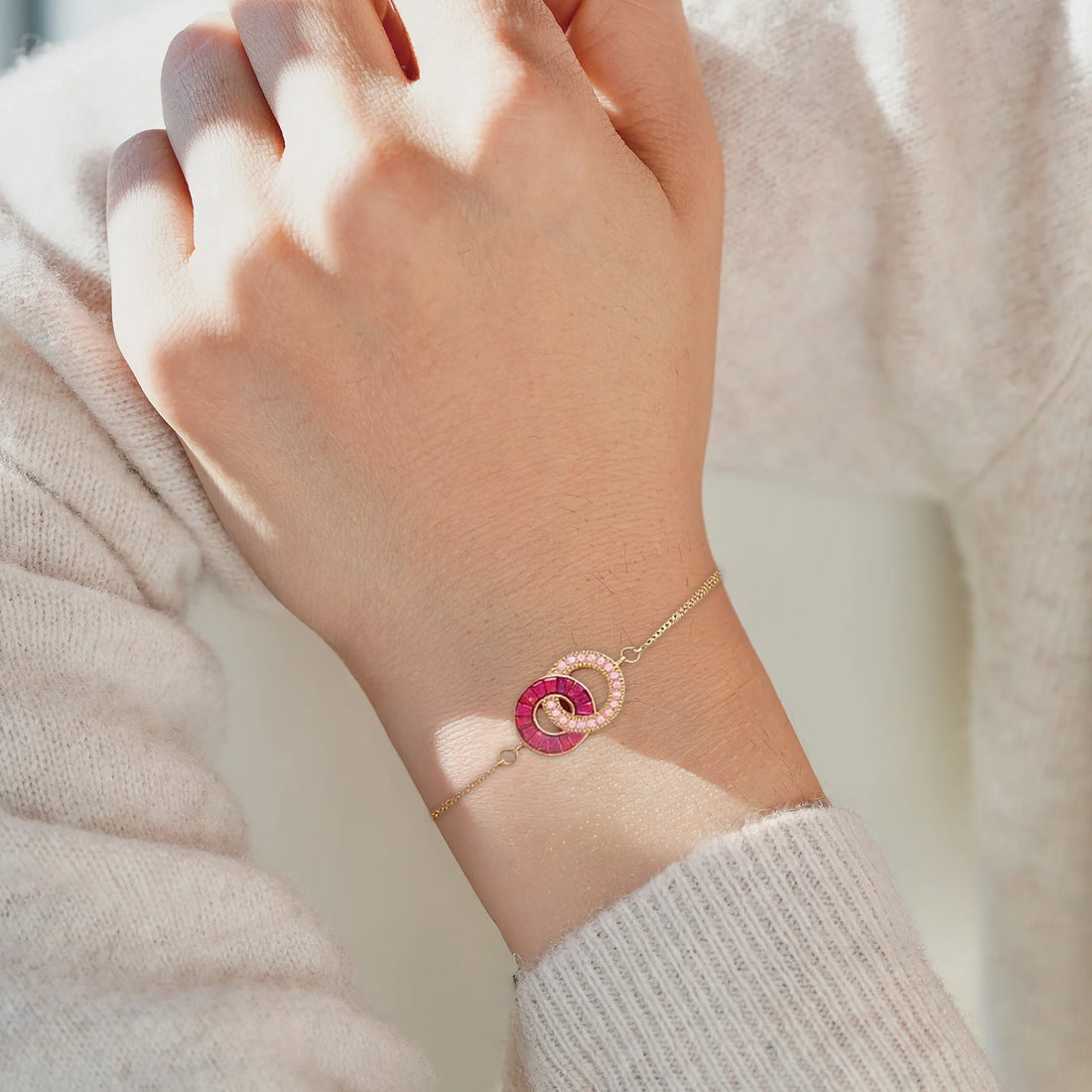 Husband & Wife Linking Birthstone Bracelet