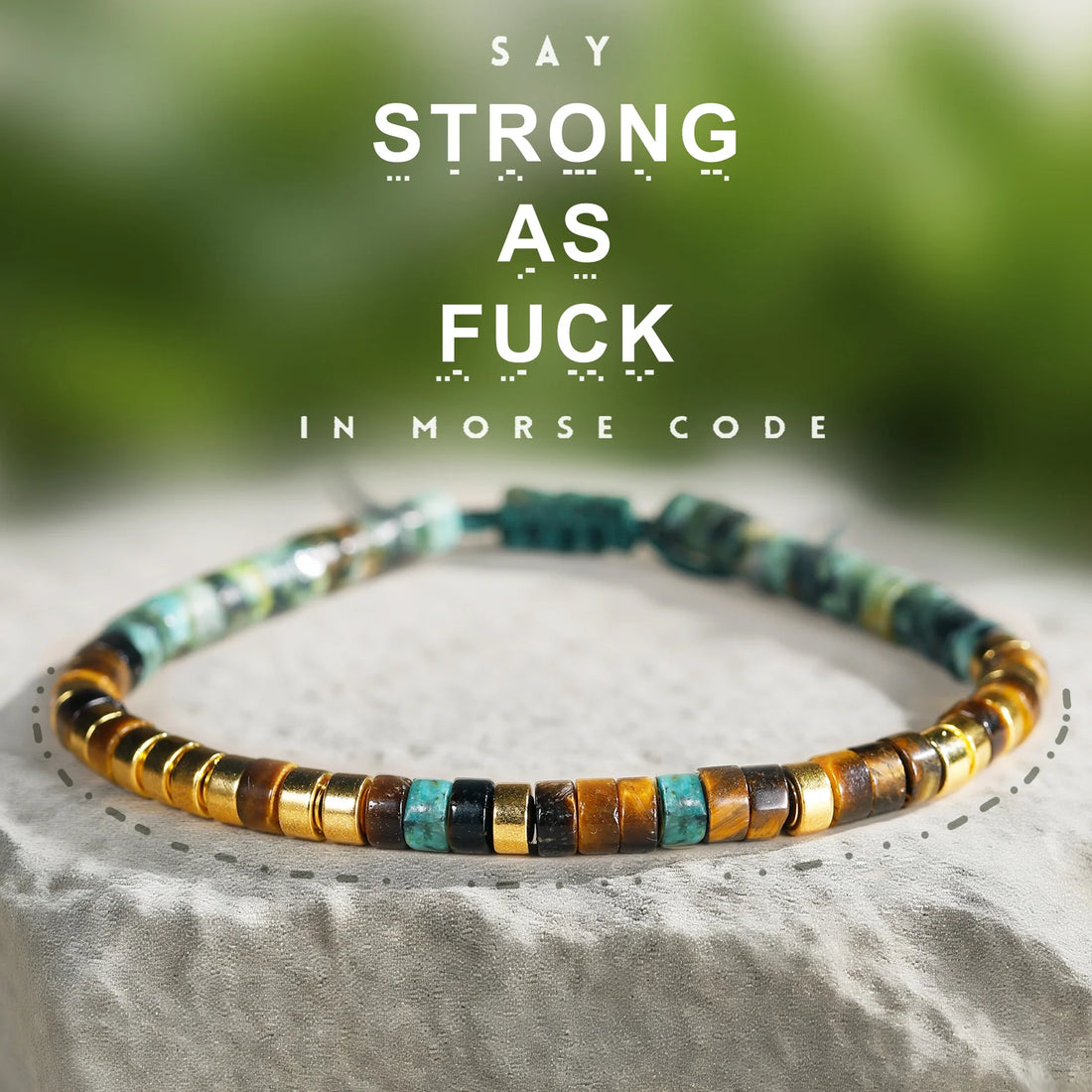 'Strong As Fuck' Morse code Motivational Bracelet