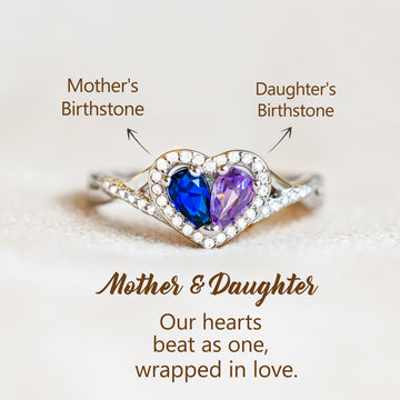 Custom Bright Color Heart Birthstone Ring