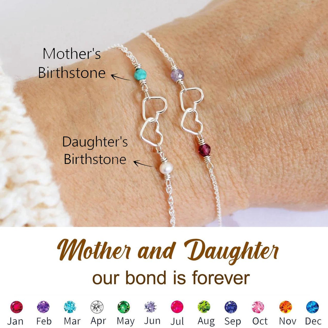 Mom and Daughters Interlocking Hearts Bracelet