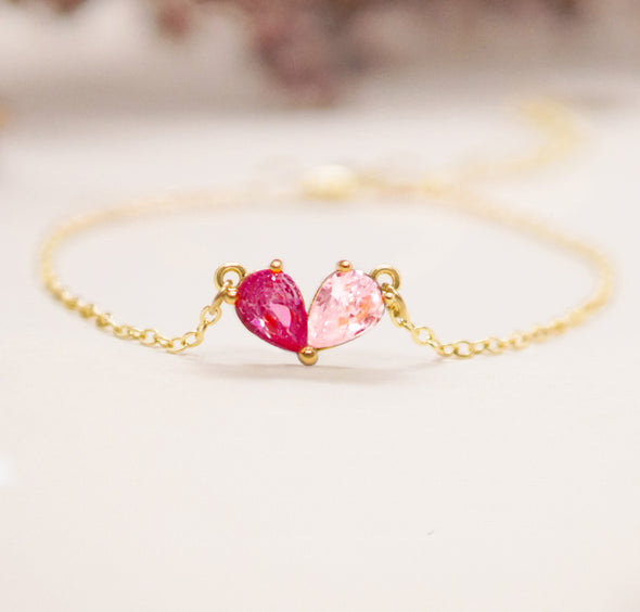Custom Heart Birthstone Bracelet