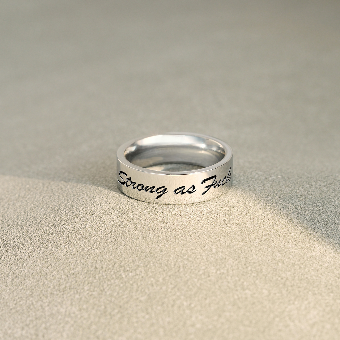 Strong As Fuck Mantra Silver Ring
