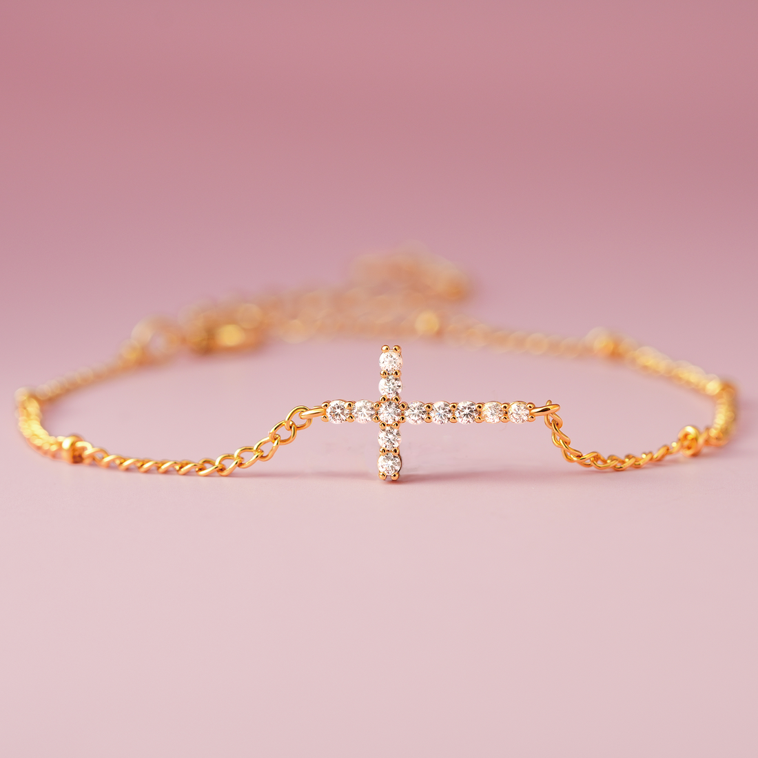 Pray On It Crystal Cross Bracelet