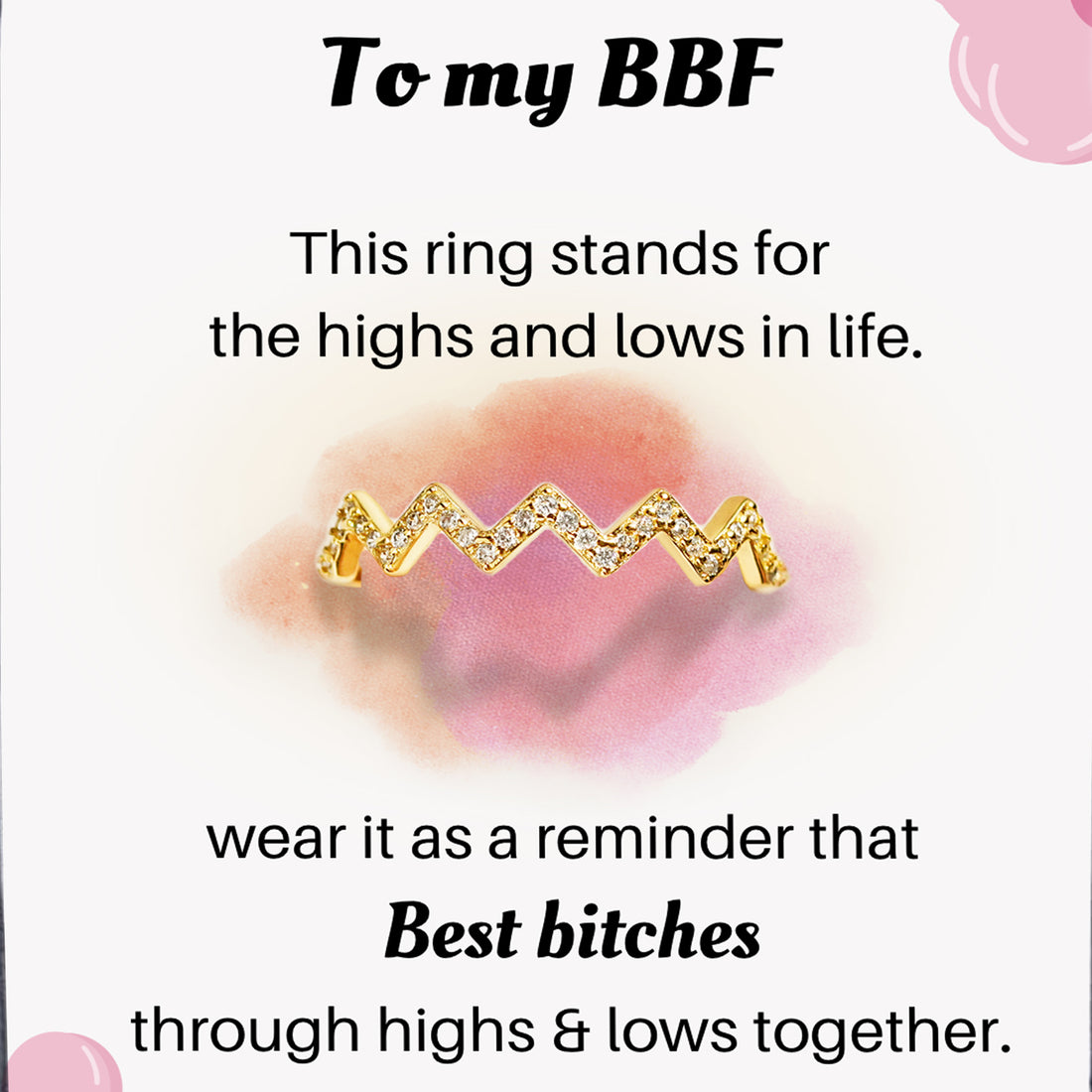 Best Bi♥︎ches Highs And Lows Friendship Sterling Silver Ring