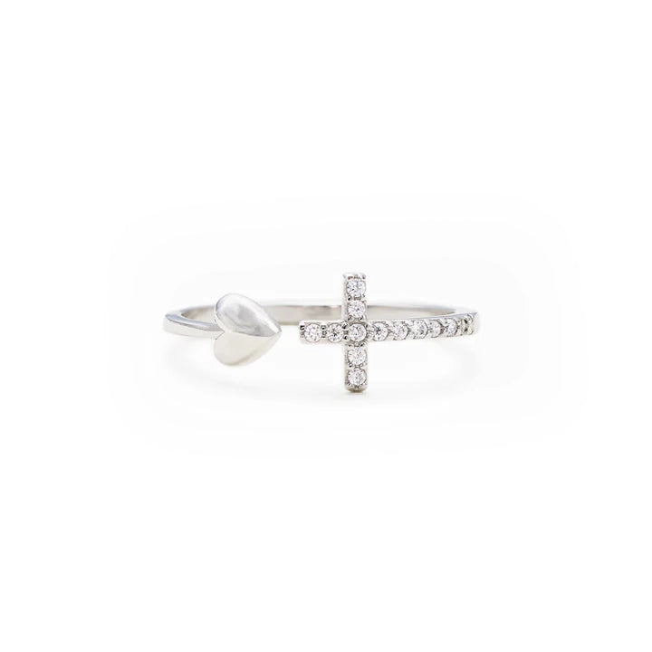Pray Through It Cross & Heart Adjustable Ring