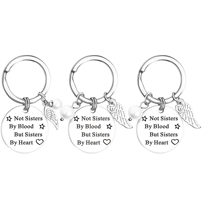 "Not sisters by blood but sisters by heart" sisterhood gift keychain 👭