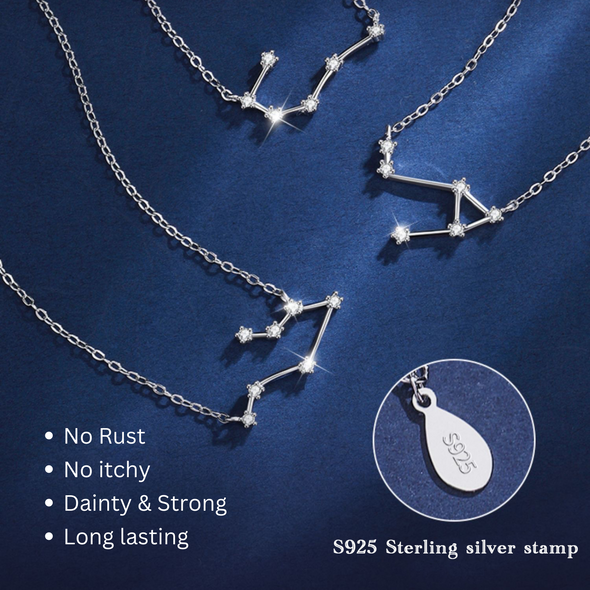 Zodiac Sign Necklace S925 Real 925 Sterling Silver Necklace ---Cancer