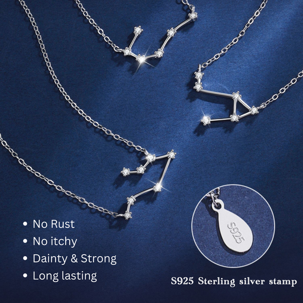 Zodiac Sign Necklace S925 Real 925 Sterling Silver Necklace ---Gemini