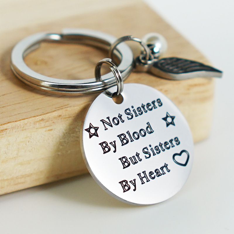 "Not sisters by blood but sisters by heart" sisterhood gift keychain 👭