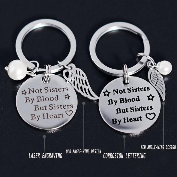 "Not sisters by blood but sisters by heart" sisterhood gift keychain 👭