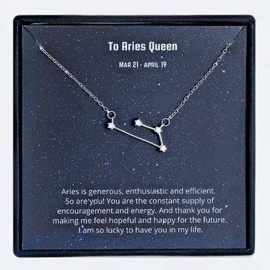 Zodiac Sign Necklace S925 Real 925 Sterling Silver Necklace ---Aries