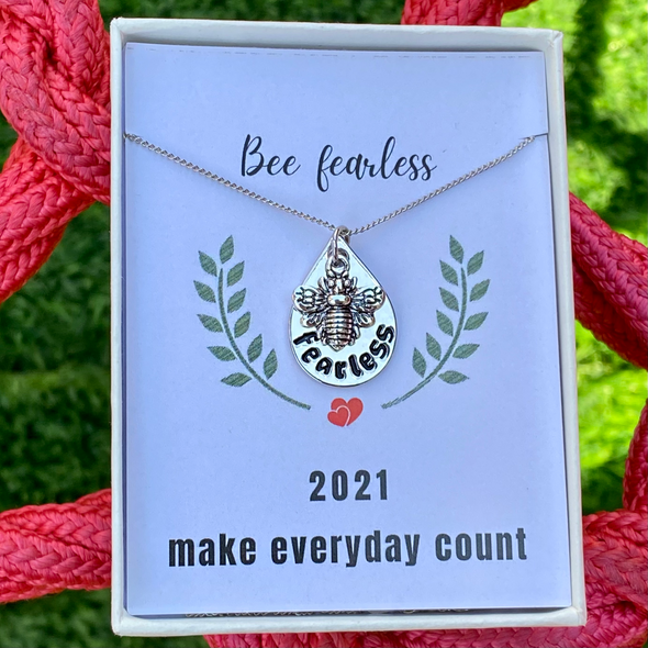 Bee Fearless Cute Funny Inspirational Necklace 🐝  -50% OFF