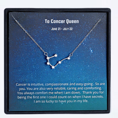 Zodiac Sign Necklace S925 Real 925 Sterling Silver Necklace ---Cancer